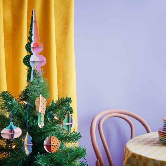 NWT Studio Roof Festive Set Polka (Includes a tree topper and 5 ornaments) - Picture 3 of 3